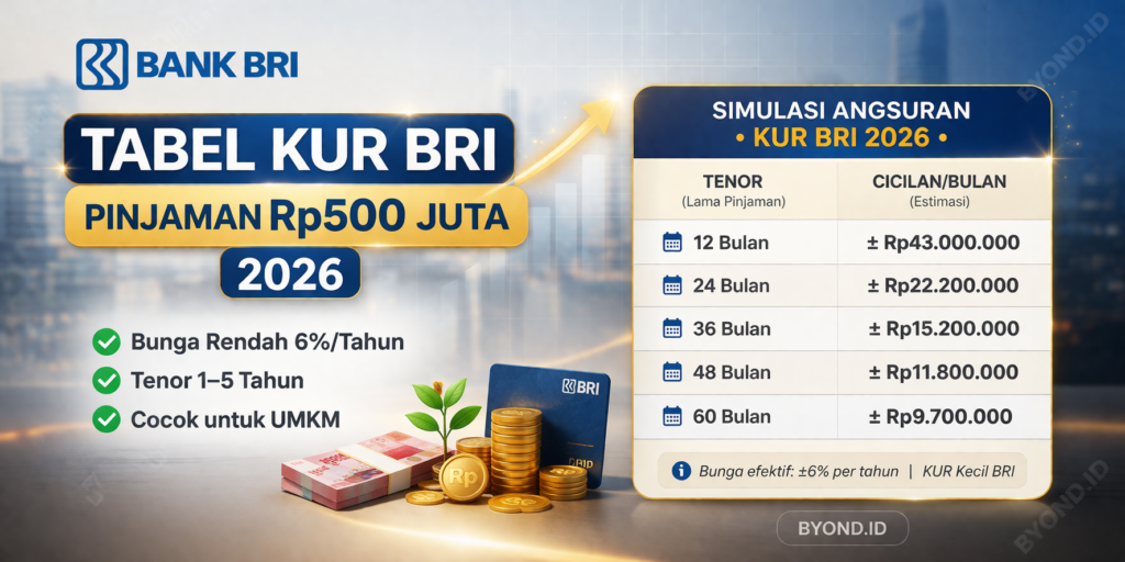 Tabel KUR BRI 2026 Pinjaman 500 Juta