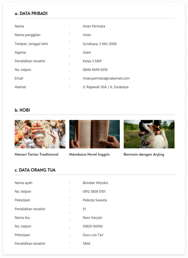 Contoh Biodata dengan Bullet Point – Panduan Lengkap dan Praktis
