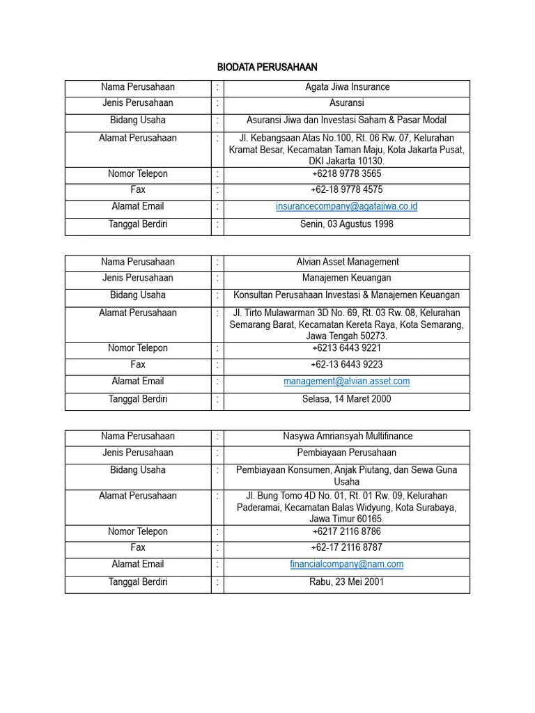 Contoh Biodata untuk Bidang Keuangan – Panduan Lengkap