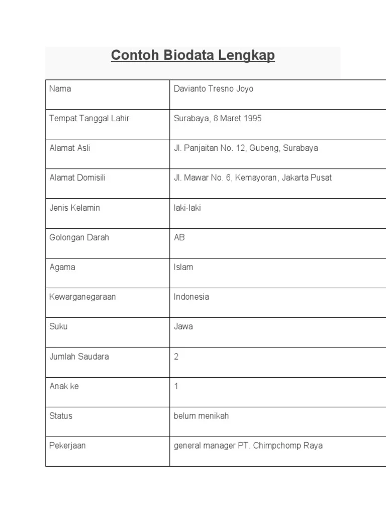Contoh Biodata untuk Investor – Panduan Praktis & Lengkap
