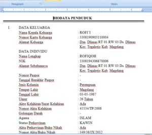 Contoh Biodata untuk Pindahan Kota – Panduan Praktis