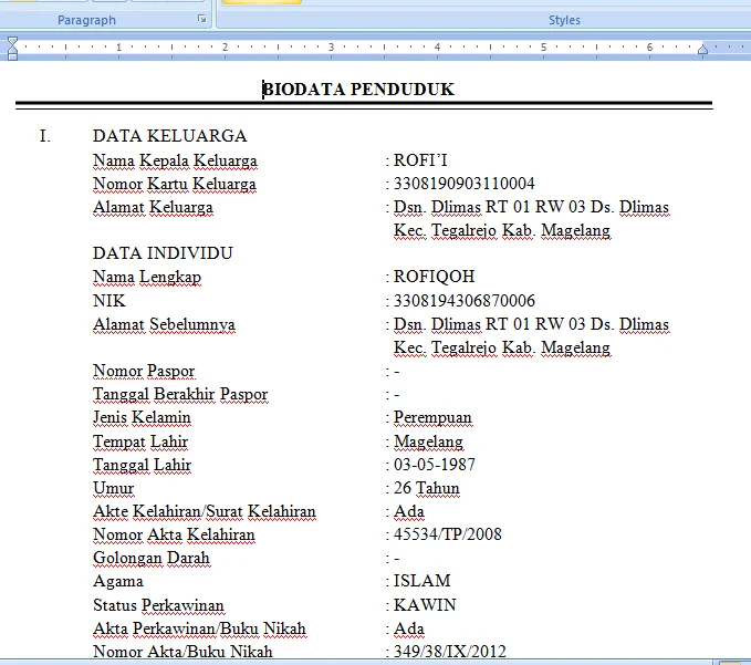 Contoh Biodata untuk Pindahan Kota – Panduan Praktis