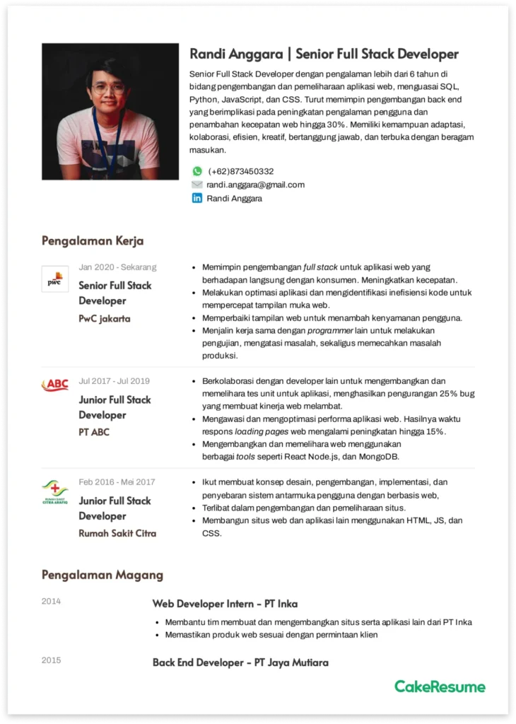 Contoh CV Panjang Dua Halaman – Panduan Lengkap Membuat CV Profesional