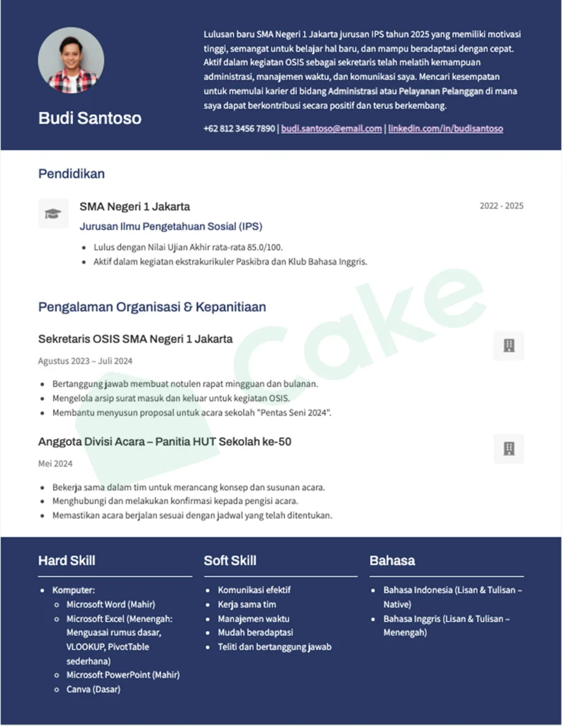 Contoh CV untuk Lulusan S1 – Panduan Praktis & Lengkap