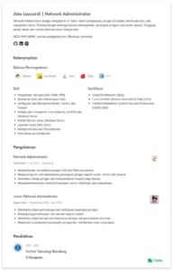 contoh cv untuk posisi network administrator – Struktur Utama yang Efektif