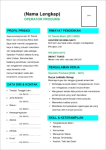 Contoh CV untuk Posisi Operator Mesin – Panduan Praktis