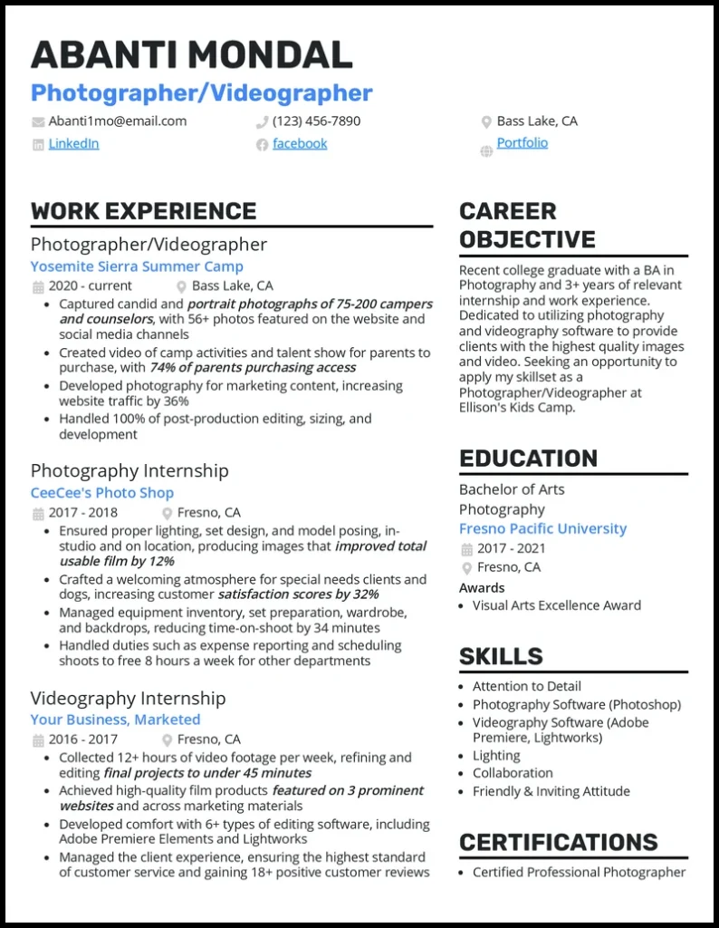 Contoh CV untuk Posisi Videographer – Panduan Praktis & Profesional